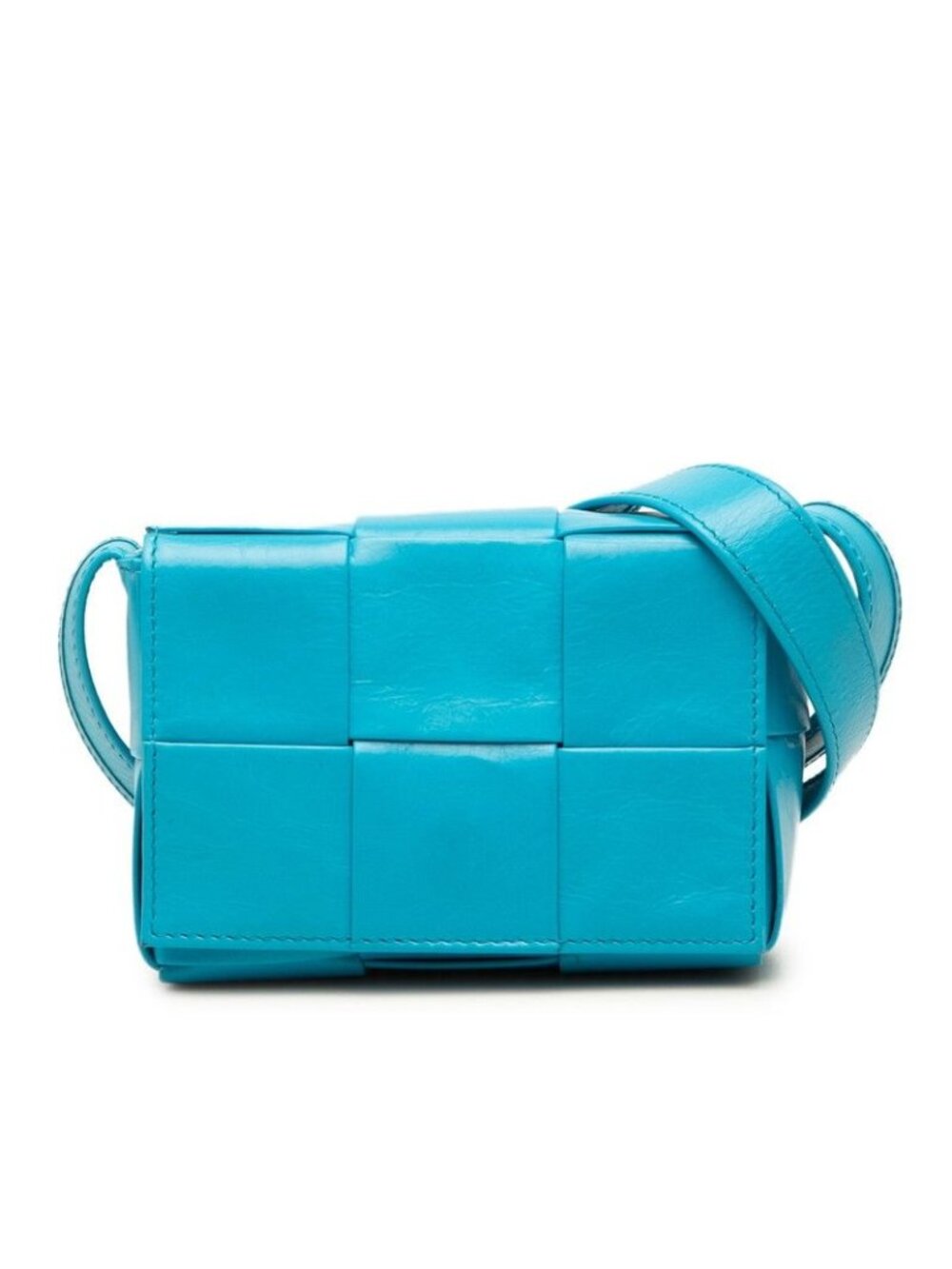 Bottega Veneta Maxi Intrecciato Candy Cassette Shoulder Bag Turquoise Blue